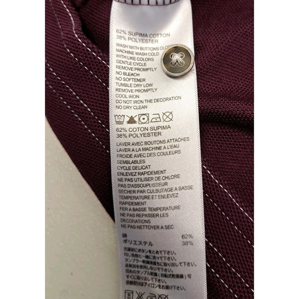 Tommy Bahama Long Sleeve Burgundy Size M Pima Cotton Polo - Picture 4 of 7